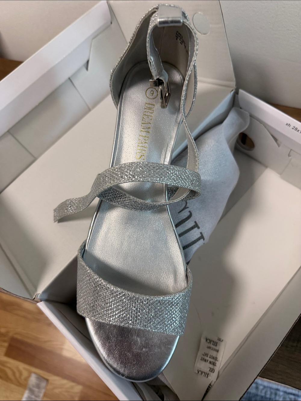 Dream Pairs Silver Glitter Strappy Heels